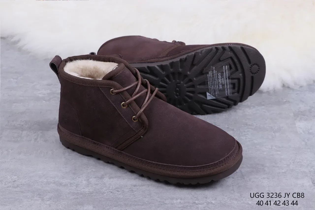 UGG Tasman 棕色羊皮羊毛内里系带雪靴 10