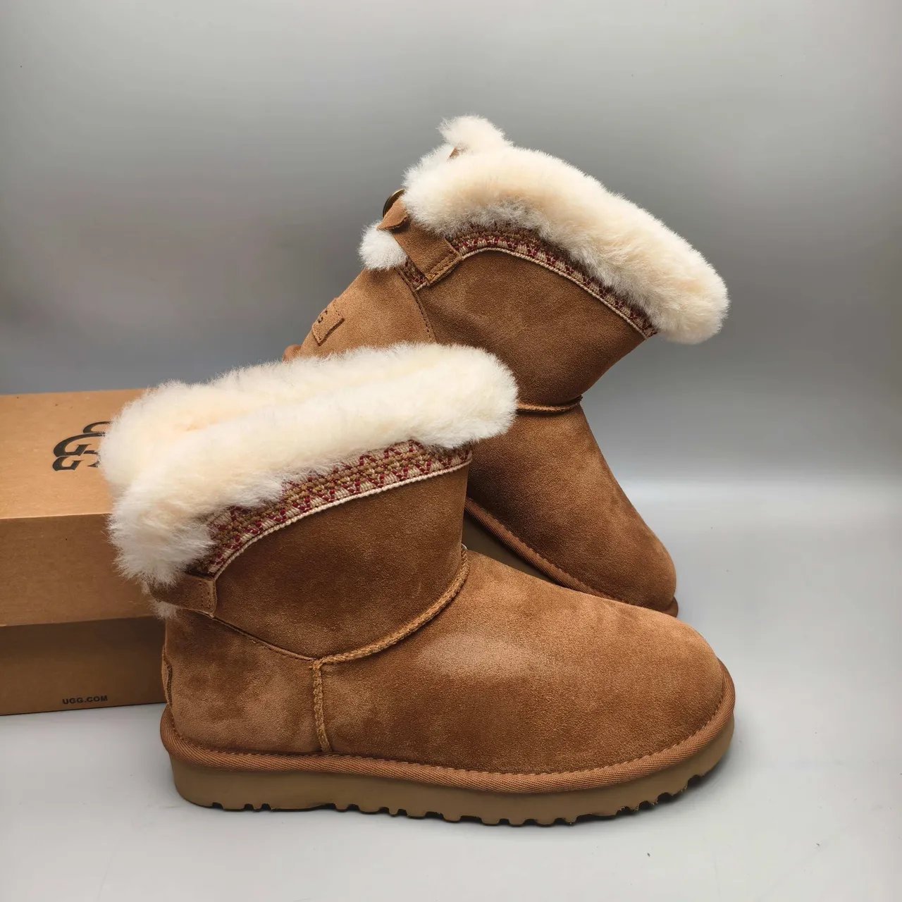 UGG Tasman Brown Suede Shearling-Lined Snow Boot 7