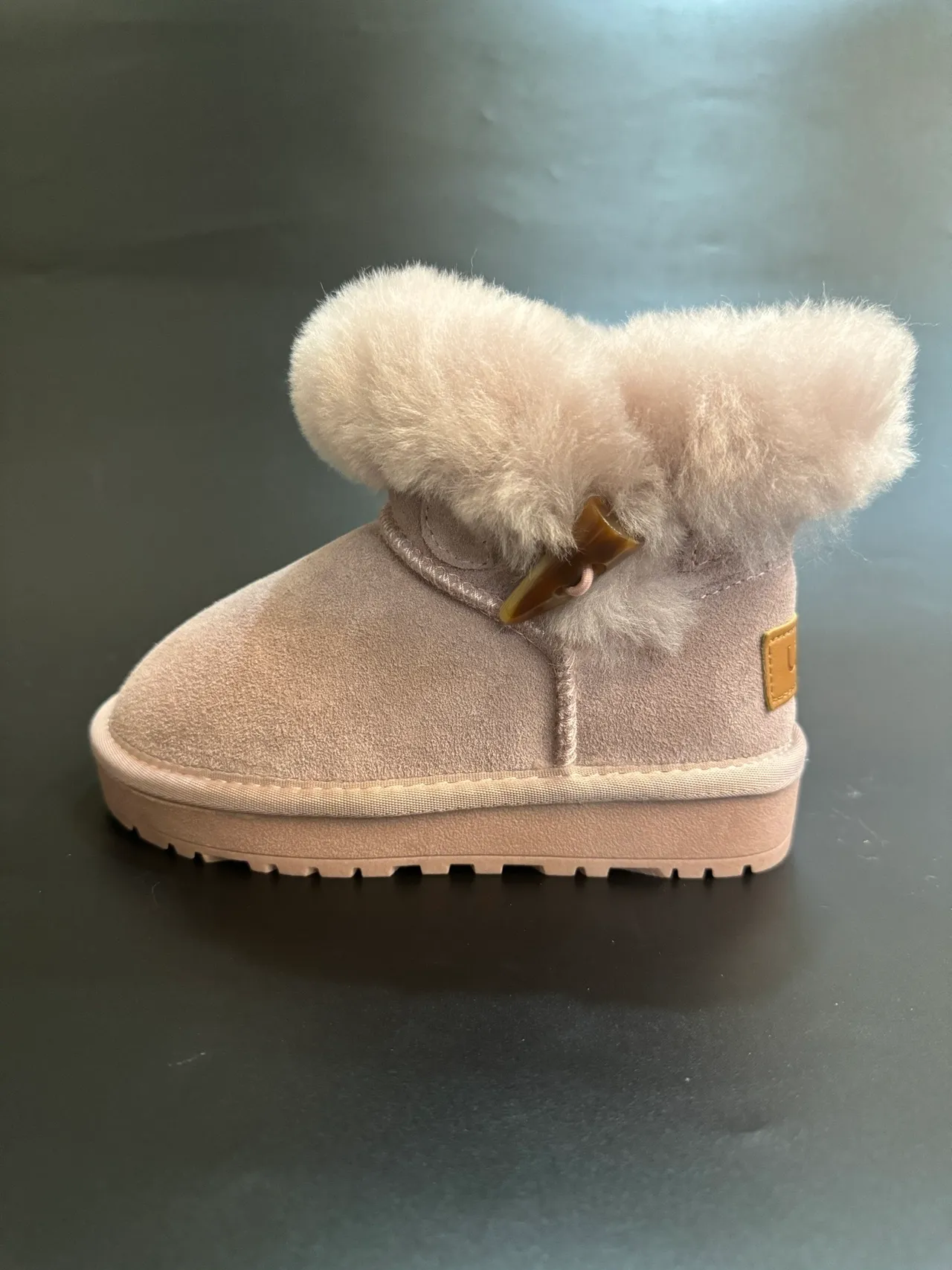 UGG Tasman Light Beige Suede Shearling Cuff Snow Boots 3