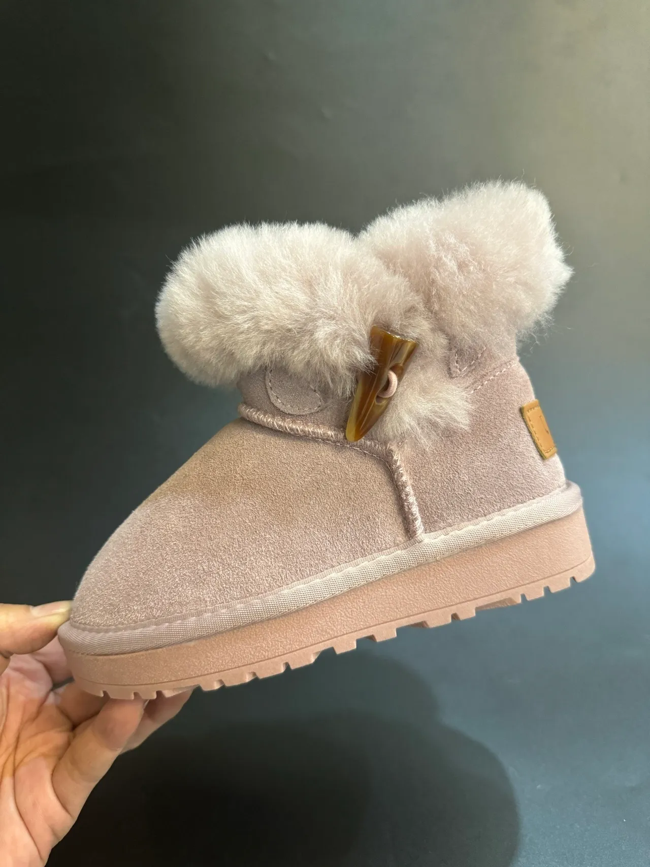 UGG Tasman Light Beige Suede Shearling Cuff Snow Boots 4