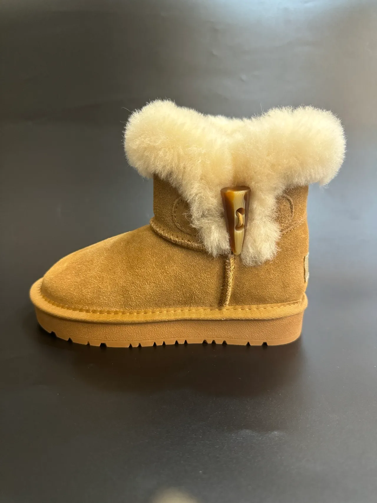 UGG Tasman Light Beige Suede Shearling Cuff Snow Boots 5
