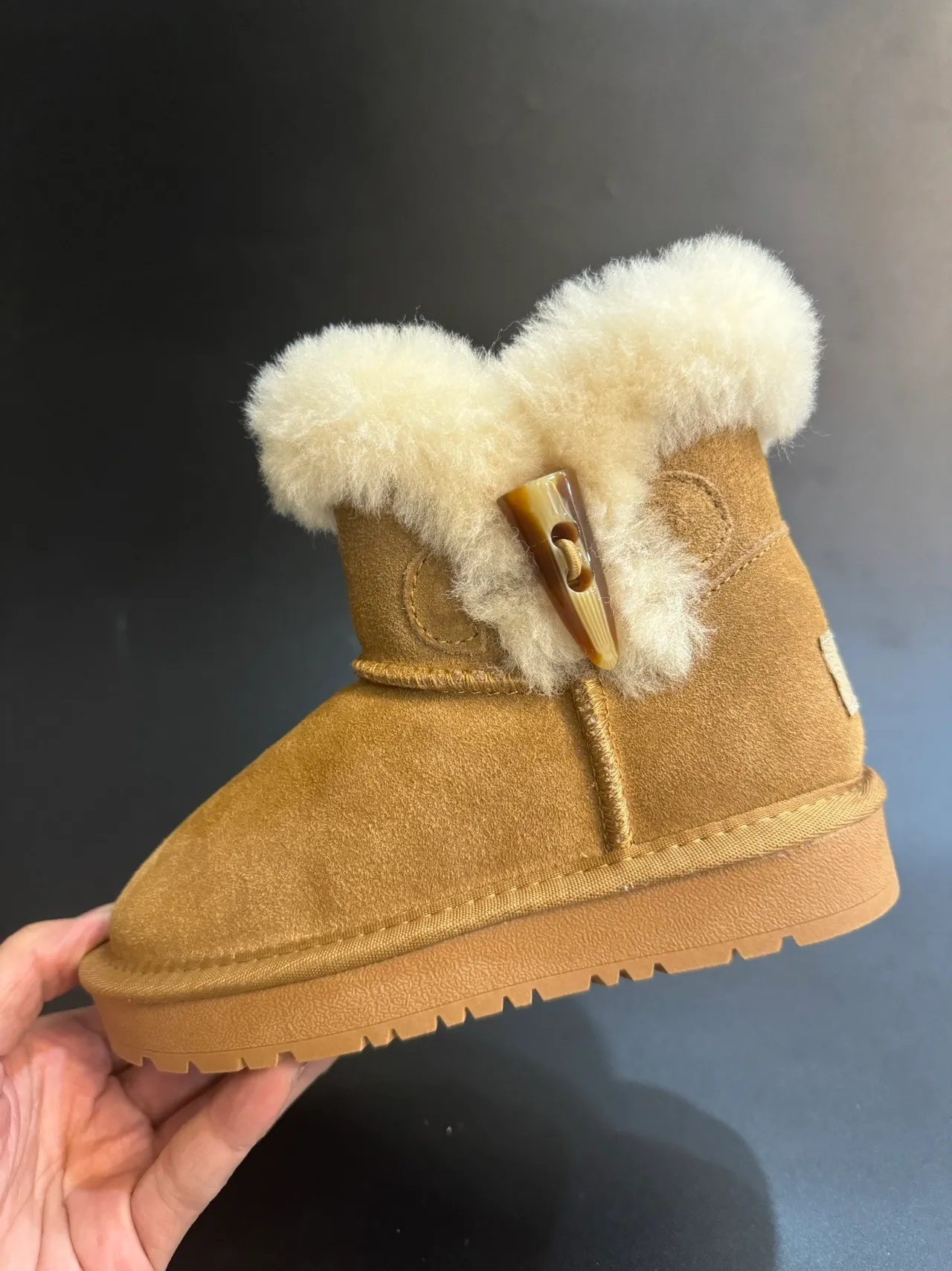 UGG Tasman Light Beige Suede Shearling Cuff Snow Boots 6