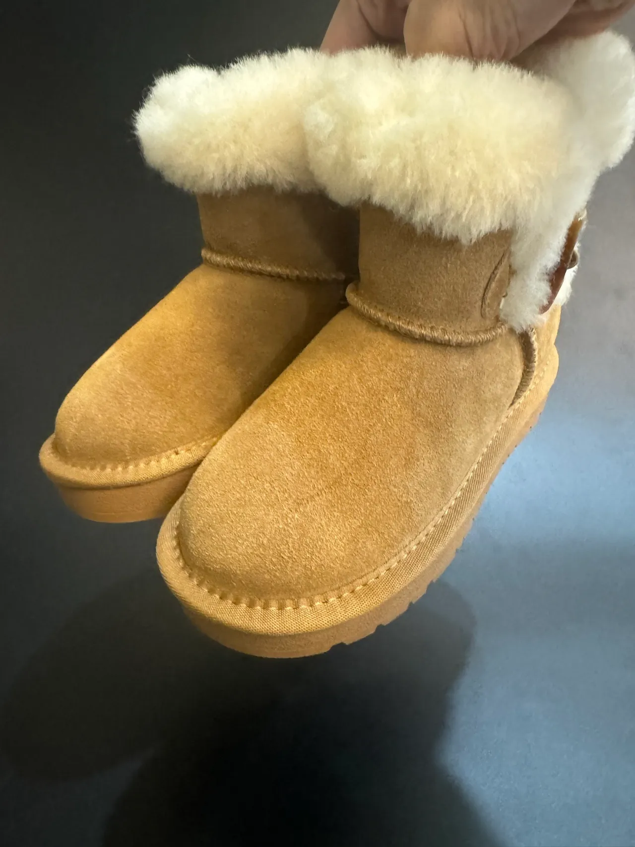 UGG Tasman Light Beige Suede Shearling Cuff Snow Boots 10