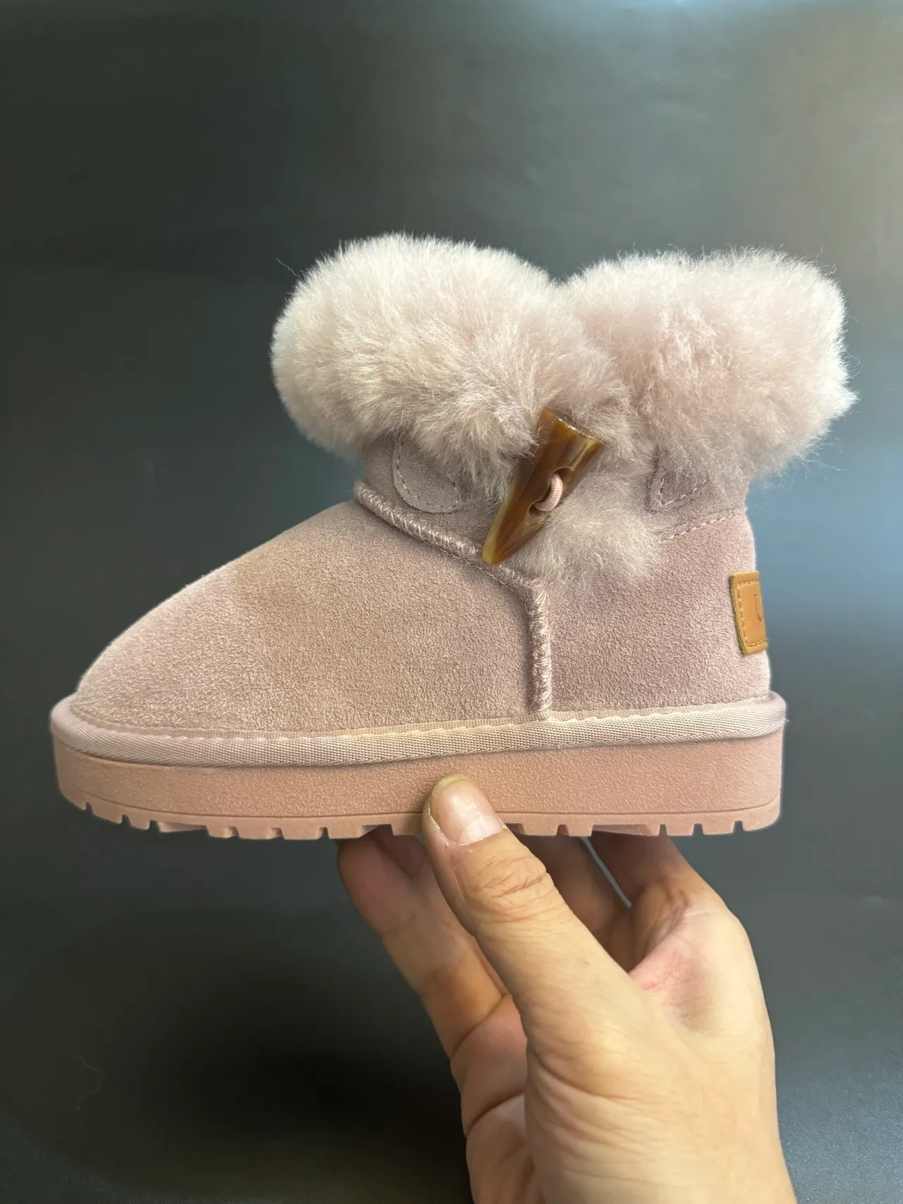 UGG Tasman Light Beige Suede Shearling Cuff Snow Boots 19