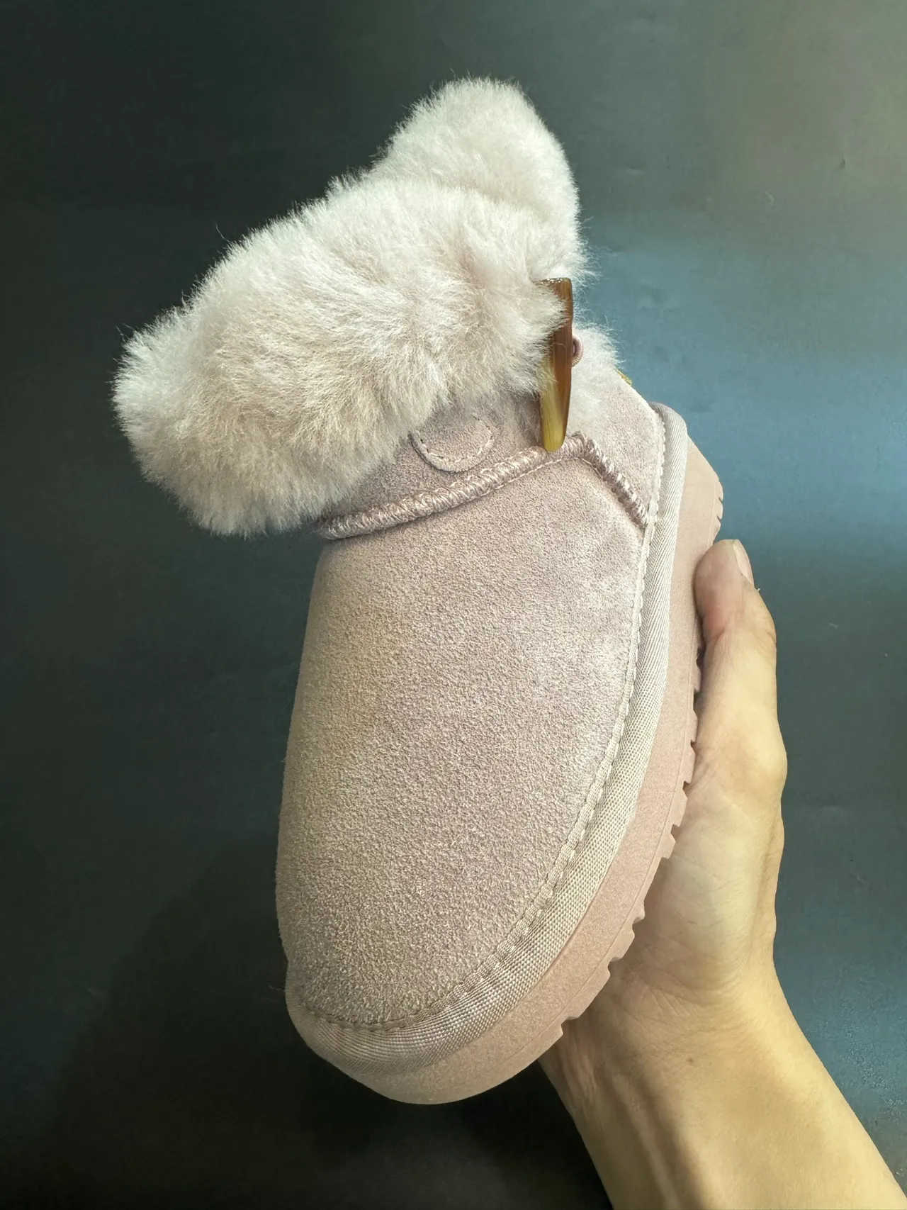 UGG Tasman Light Beige Suede Shearling Cuff Snow Boots 21