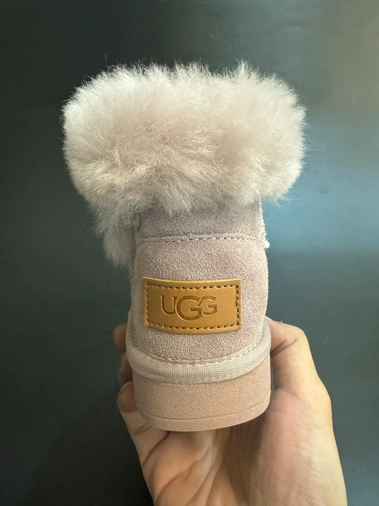 UGG Tasman Light Beige Suede Shearling Cuff Snow Boots 24