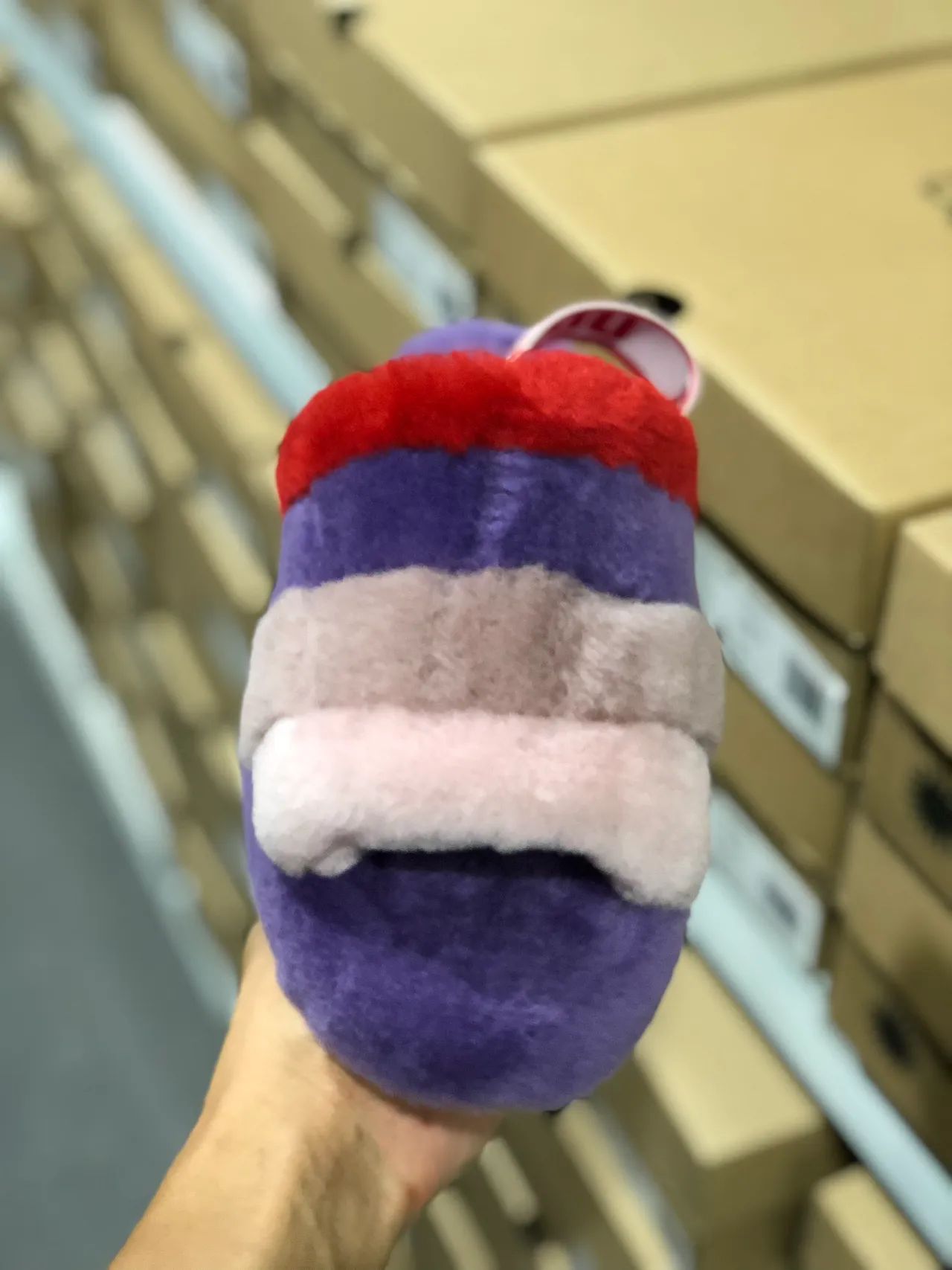 UGG Tasman Multicolor Striped Fuzzy Shearling Slippers 5