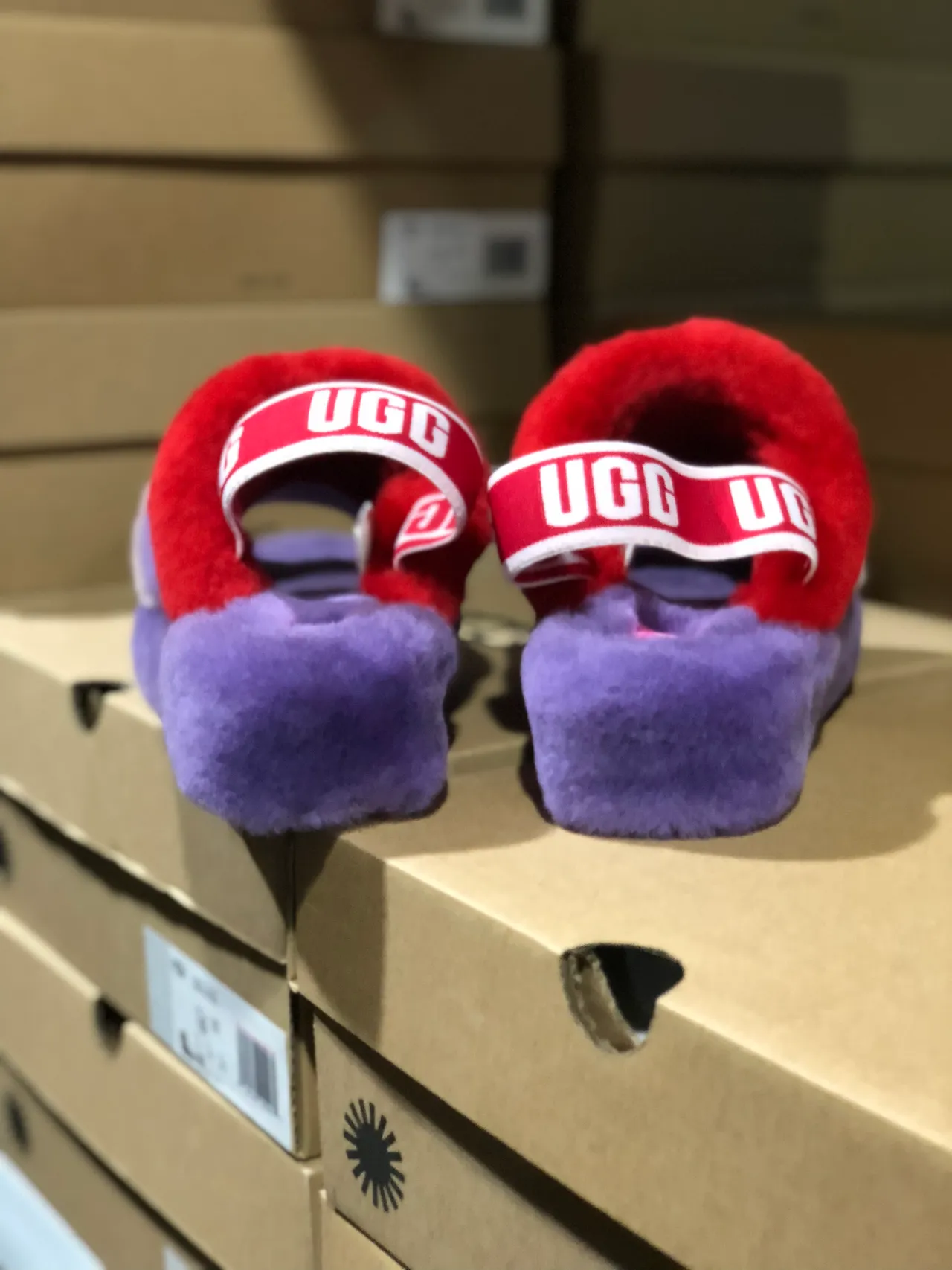 UGG Tasman Multicolor Striped Fuzzy Shearling Slippers 8