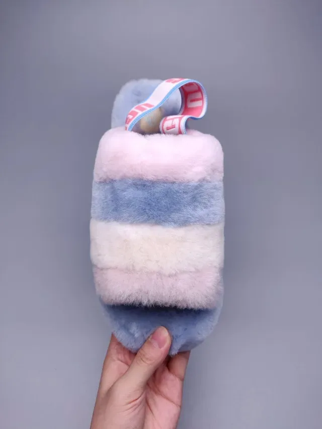 UGG Tasman Pastel Striped Fluffy Slippers 5