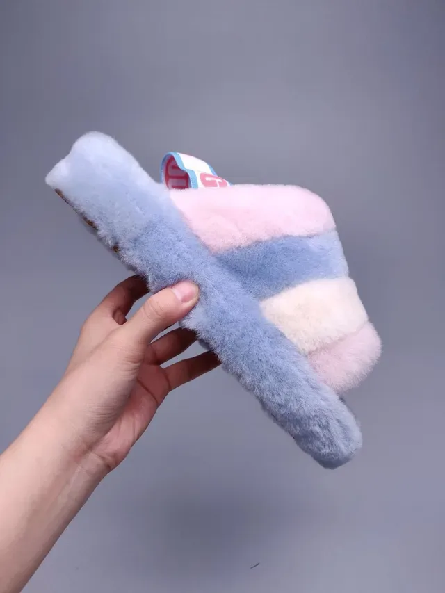 UGG Tasman Pastel Striped Fluffy Slippers 8