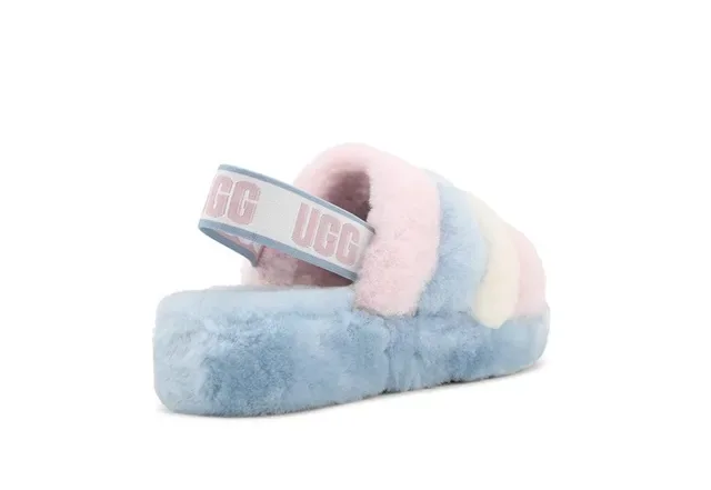 UGG Tasman Pastel Striped Fluffy Slippers 11