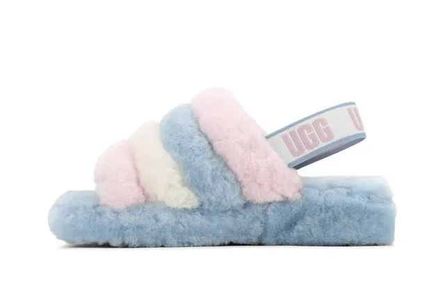 UGG Tasman Pastel Striped Fluffy Slippers 12