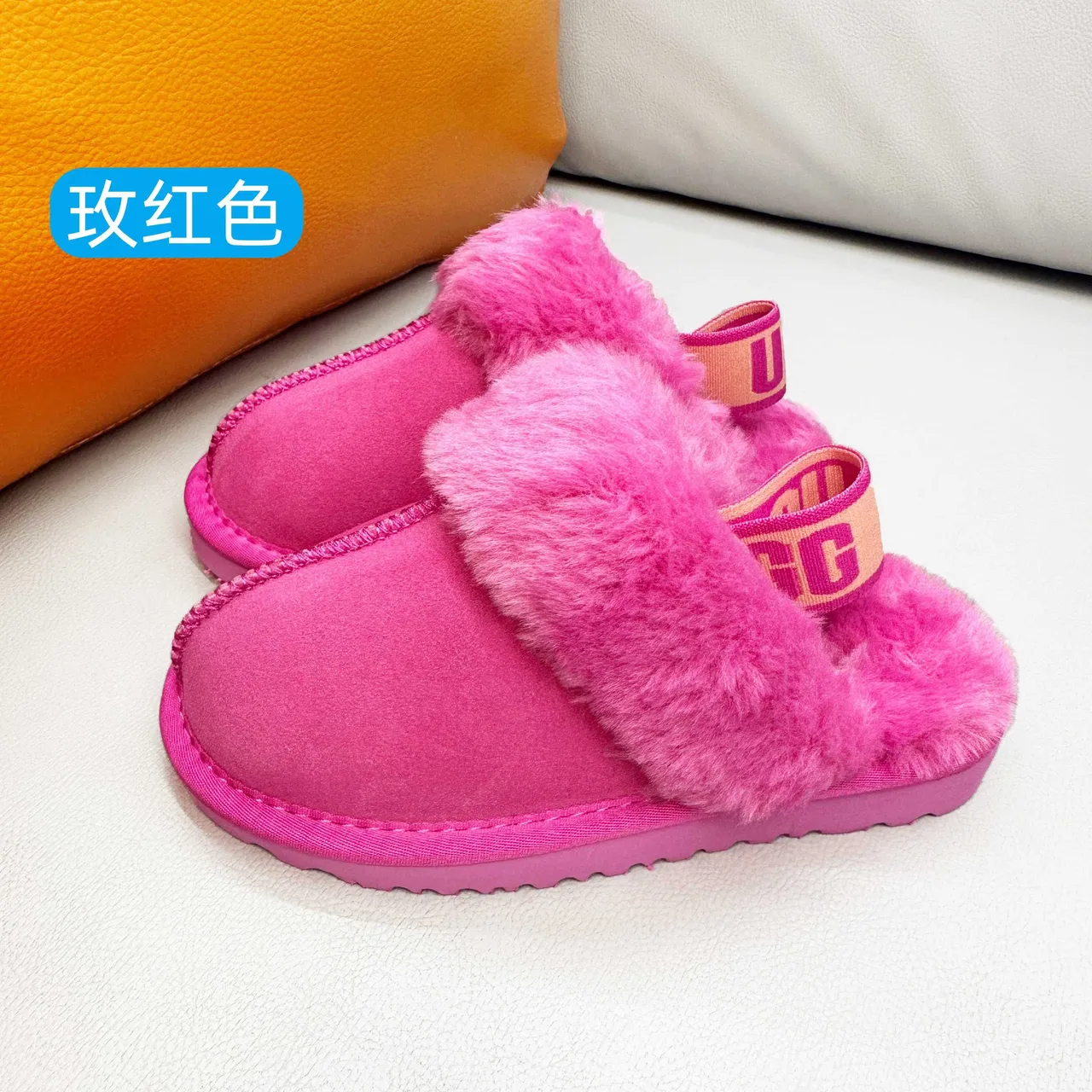 UGG Tasman Pink White Open-Back Shearling-Cuffed Slippers 6
