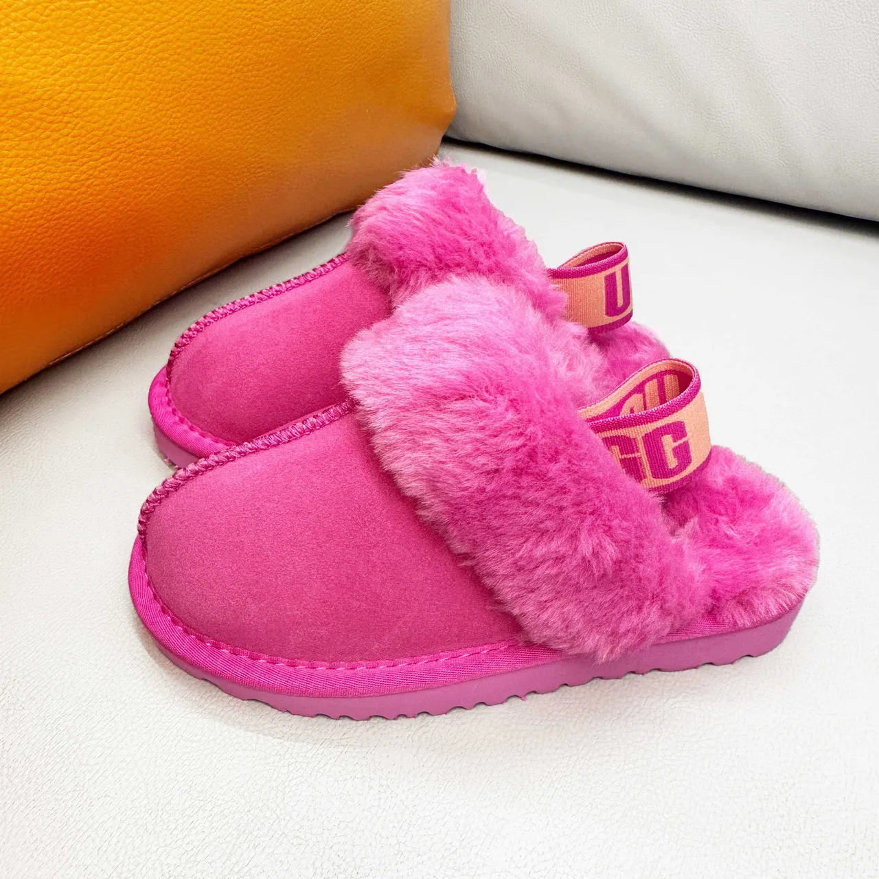 UGG Tasman Pink White Open-Back Shearling-Cuffed Slippers 8