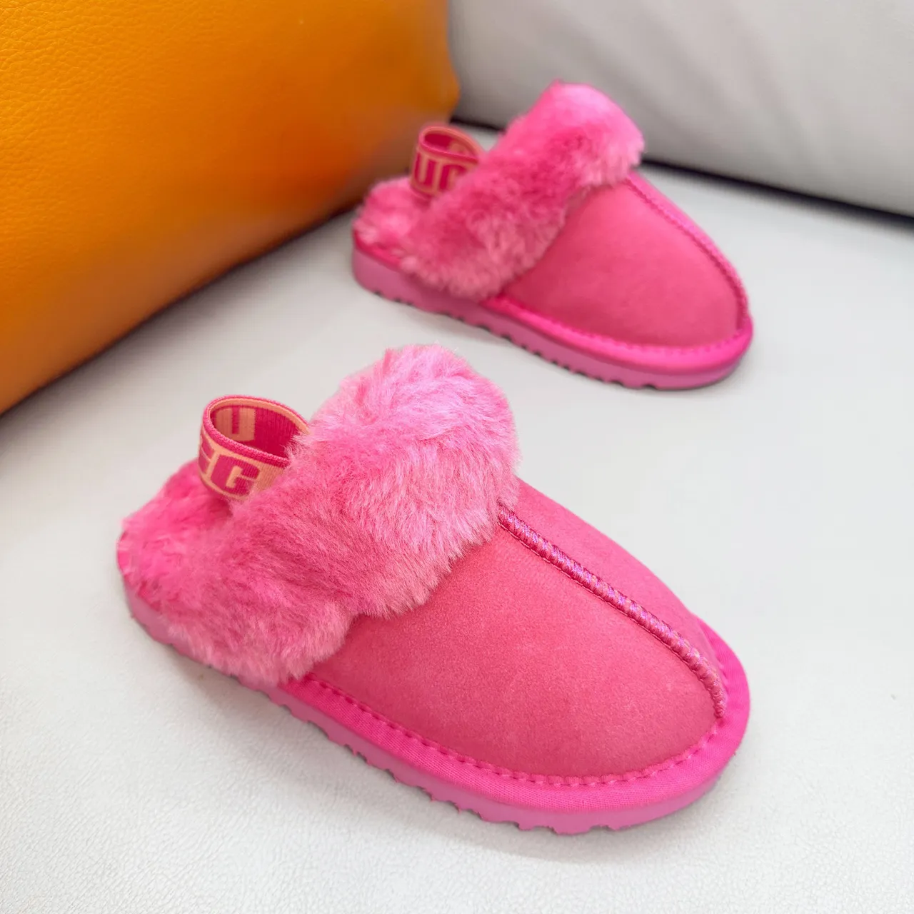 UGG Tasman Pink White Open-Back Shearling-Cuffed Slippers 9