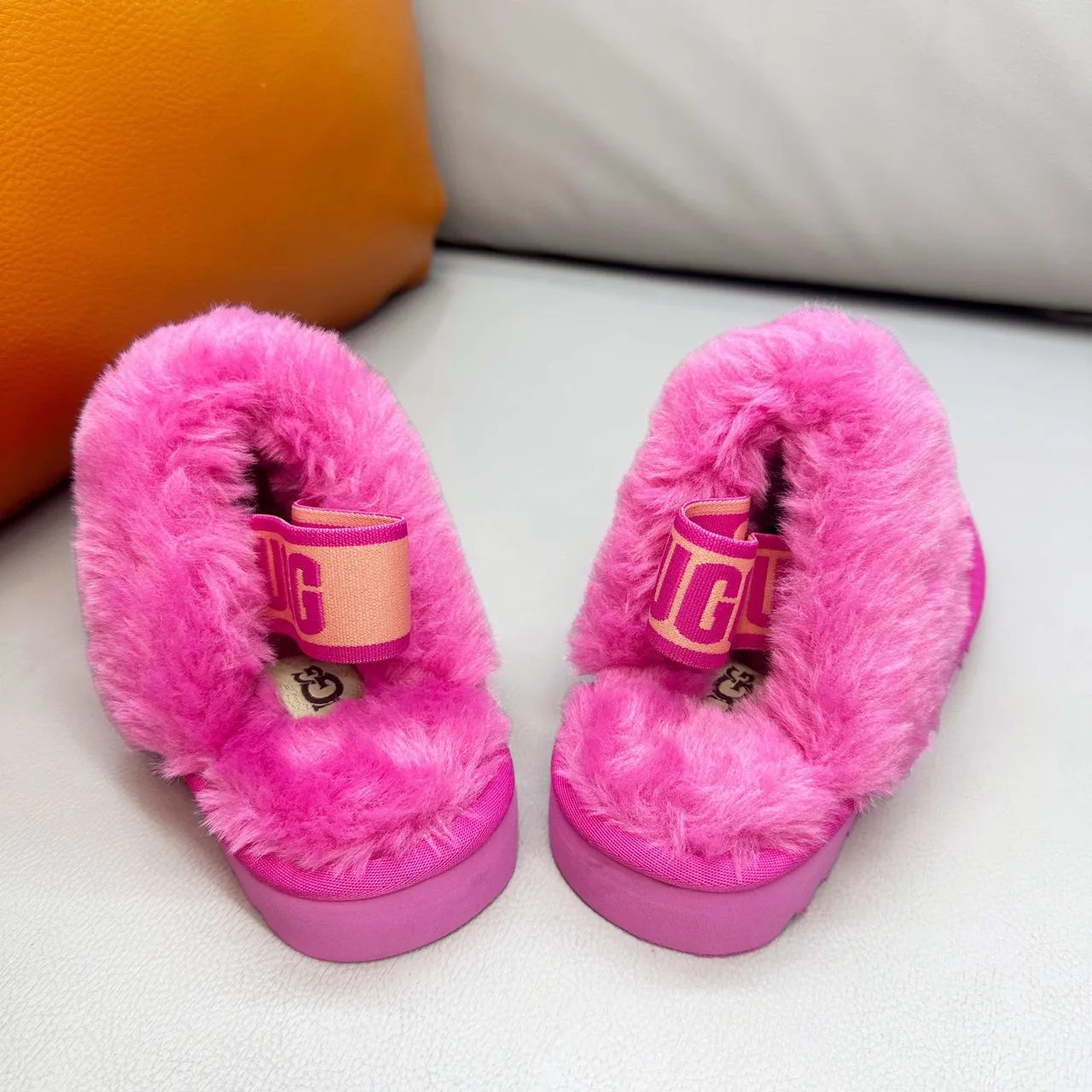 UGG Tasman Pink White Open-Back Shearling-Cuffed Slippers 10