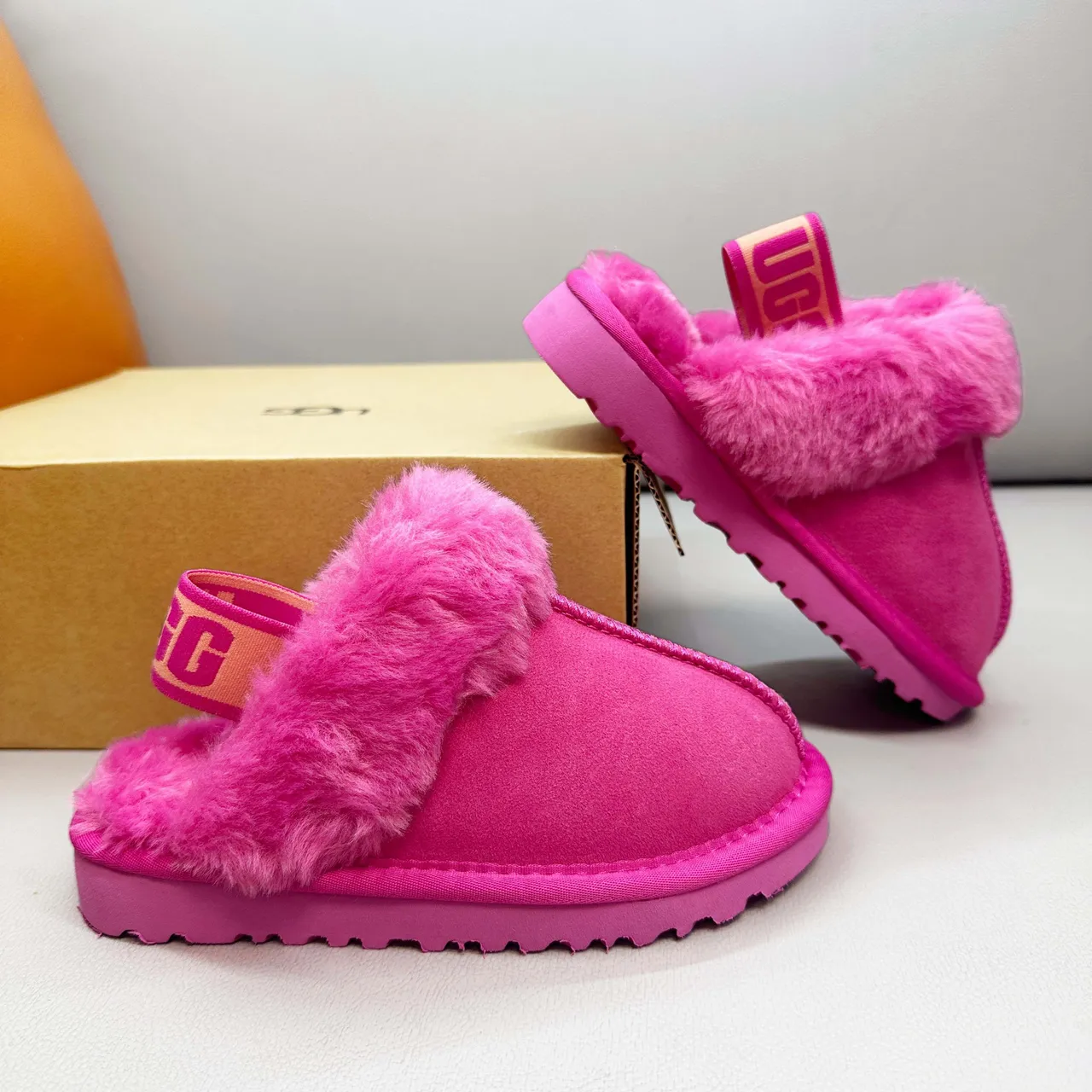UGG Tasman Pink White Open-Back Shearling-Cuffed Slippers 13