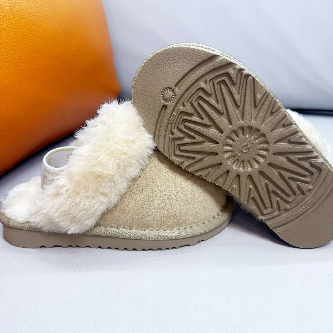UGG Tasman Pink White Open-Back Shearling-Cuffed Slippers 20
