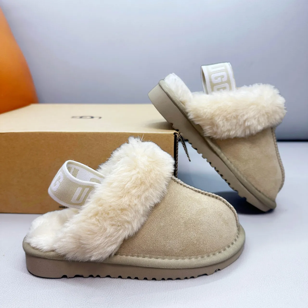 UGG Tasman Pink White Open-Back Shearling-Cuffed Slippers 22
