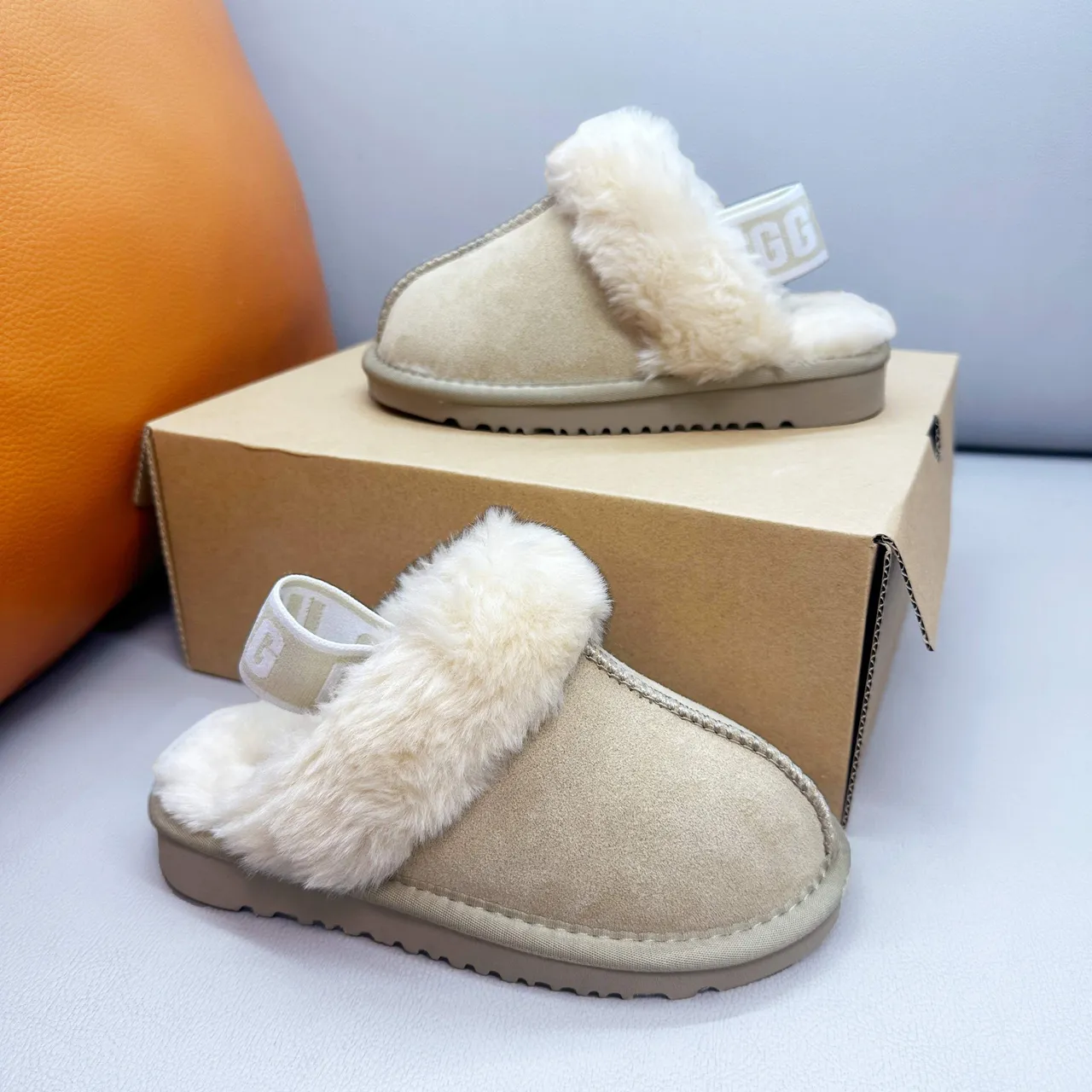 UGG Tasman Pink White Open-Back Shearling-Cuffed Slippers 24