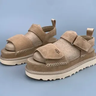 UGG Tasman-Style Beige Double-Strap Platform Casual Sandals