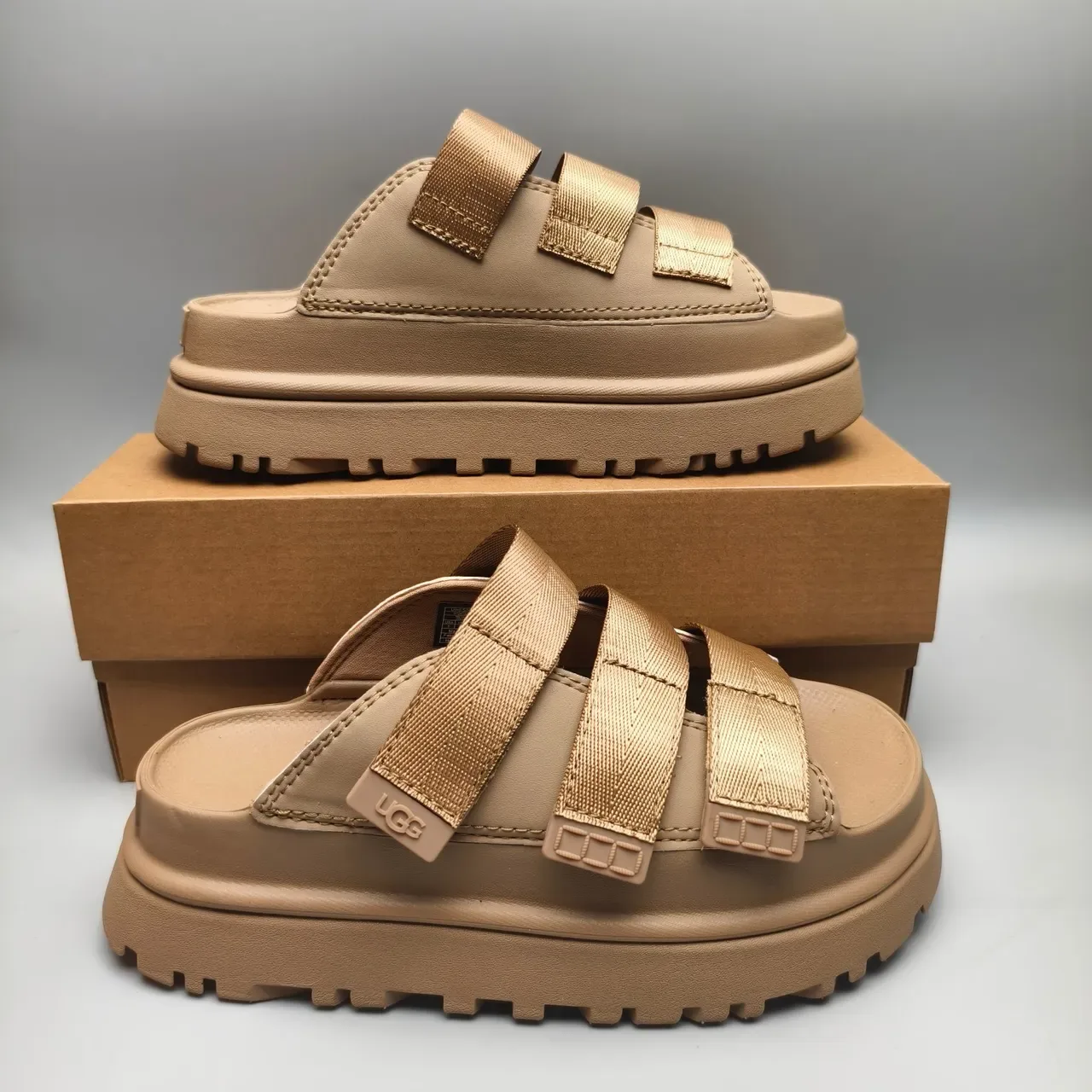 UGG Tasman Tan Platform Slide Slippers 5