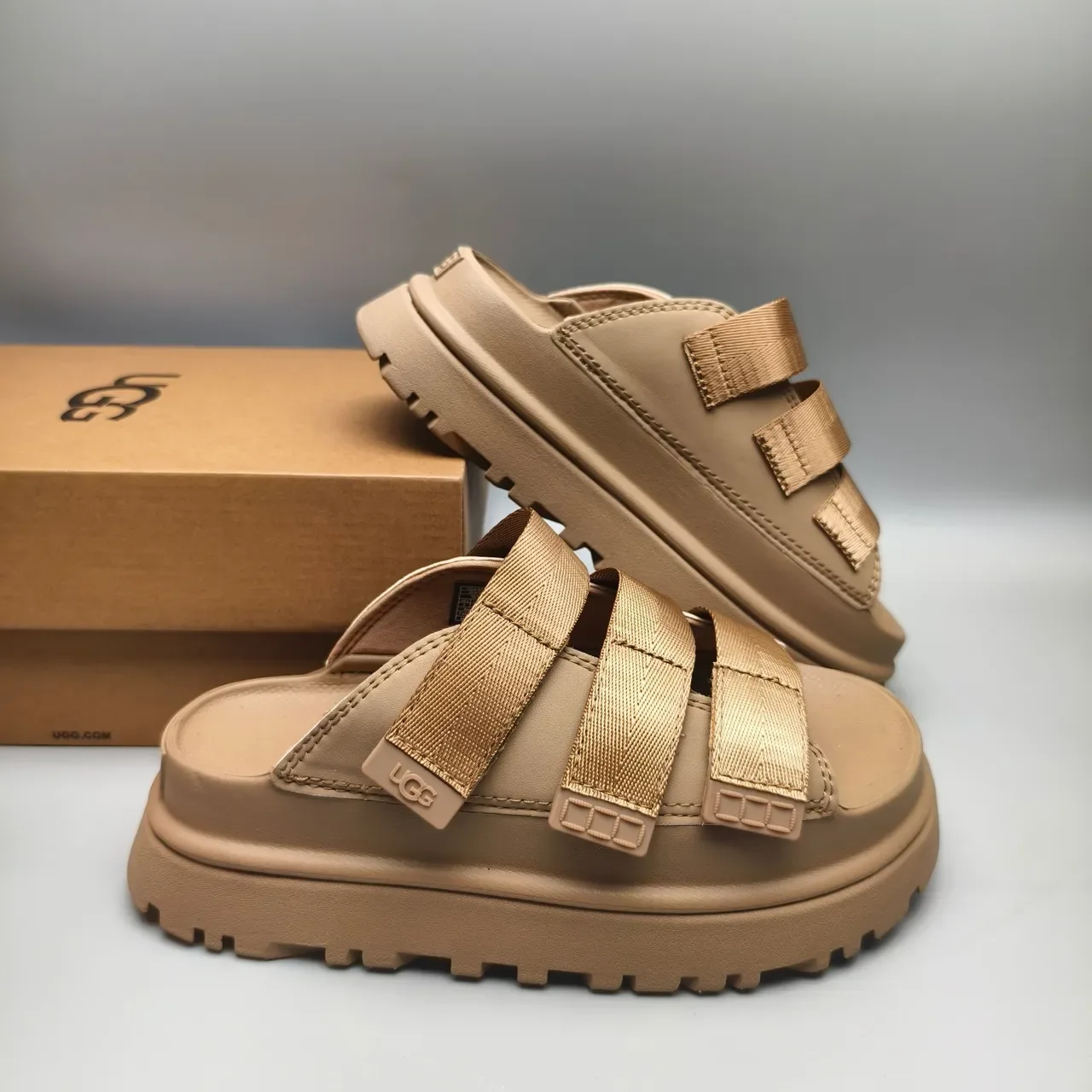 UGG Tasman Tan Platform Slide Slippers 6