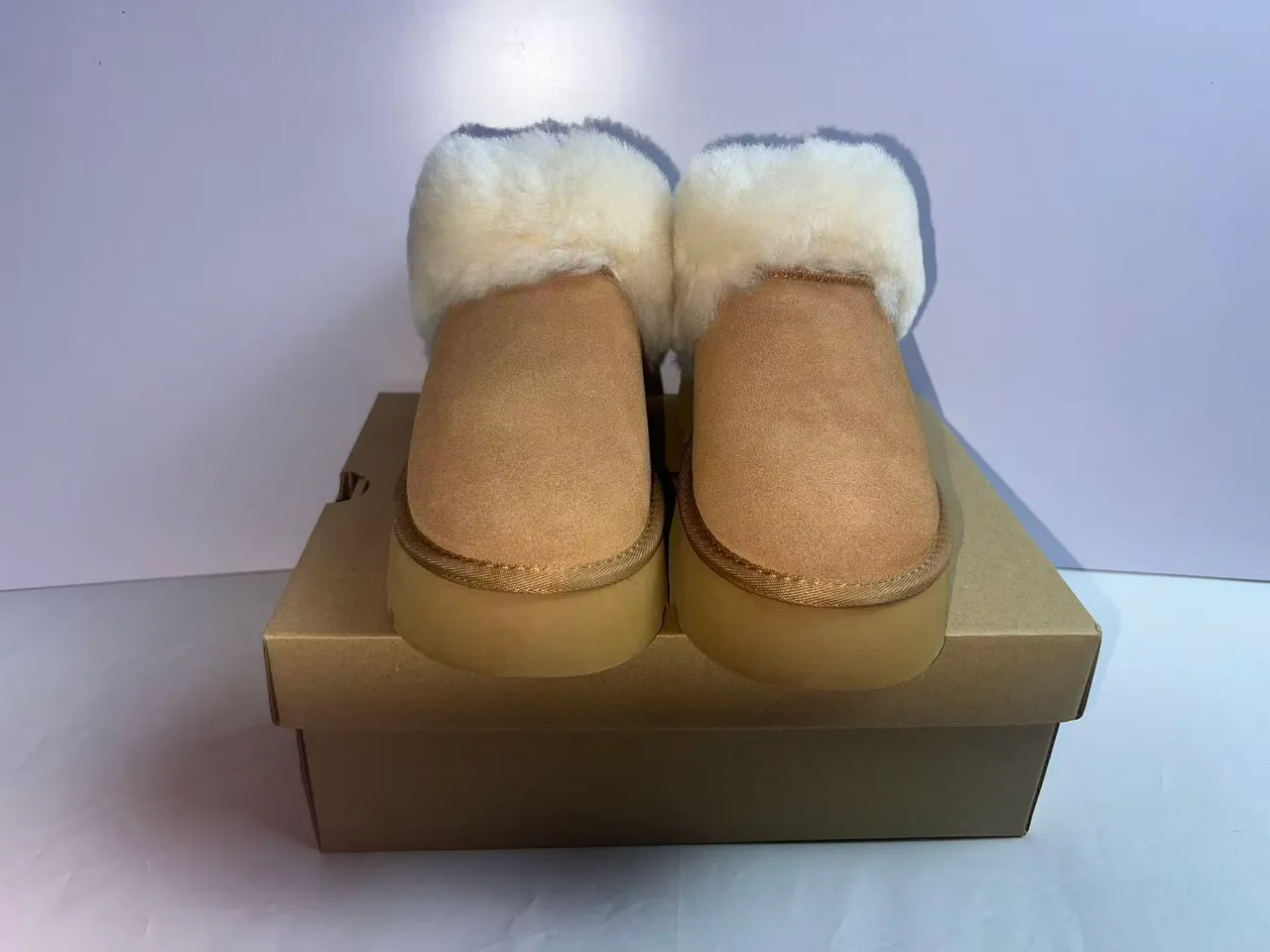 UGG Tasman Tan Shearling-Lined Platform Snow Boots 2