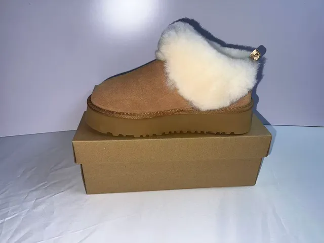 UGG Tasman Tan Shearling-Lined Platform Snow Boots 4