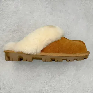 UGG Tasman Tan स्यूड शियरलिंग-लाइन लुग-सोल स्लिपर्स