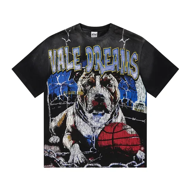 Vale Forever Vale Dreams تي شيرت جرافيك أسود بغسل حمضي 2