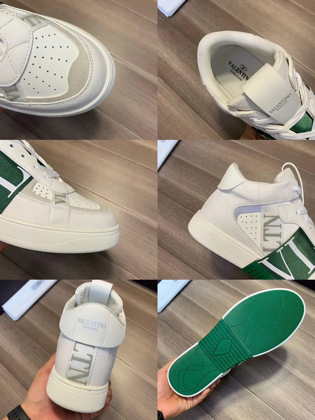 Valentino Garavani VLTN Tênis Lifestyle Brancos e Verdes de Cano Alto 2