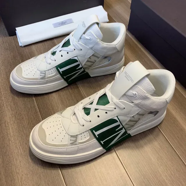 Valentino Garavani VLTN Tênis Lifestyle Brancos e Verdes de Cano Alto 9
