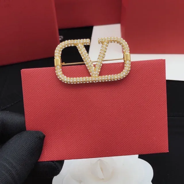 Valentino Gold Black Pavé-Crystal VLOGO Monogram Brooch 3