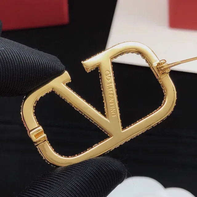 Valentino Gold Black Pavé-Crystal VLOGO Monogram Brooch 6