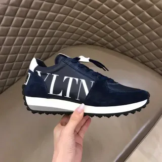 Valentino Navy White Suede And Leather Bold VLTN Logo Lifestyle Sneakers
