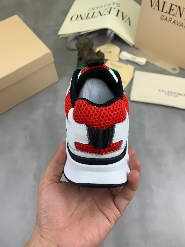 Valentino Sneakers Chunky Semelle Rouge et Verte Maille Honeycomb 3