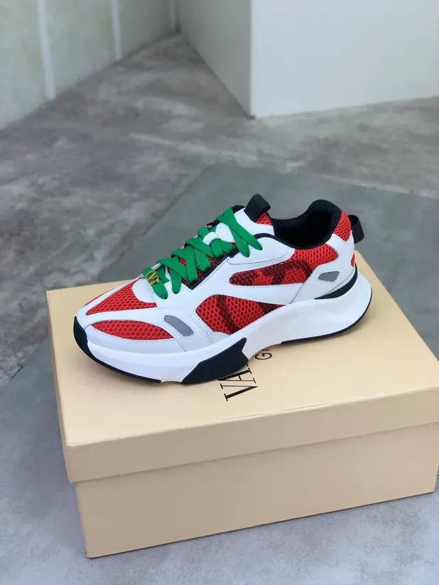Valentino Sneakers Chunky Semelle Rouge et Verte Maille Honeycomb 4