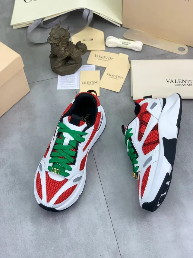 Valentino Sneakers Chunky Semelle Rouge et Verte Maille Honeycomb 5
