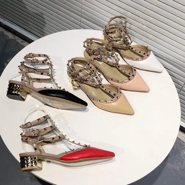 Valentino Rockstud Black and Beige Studded Pointed-Toe Pumps 6