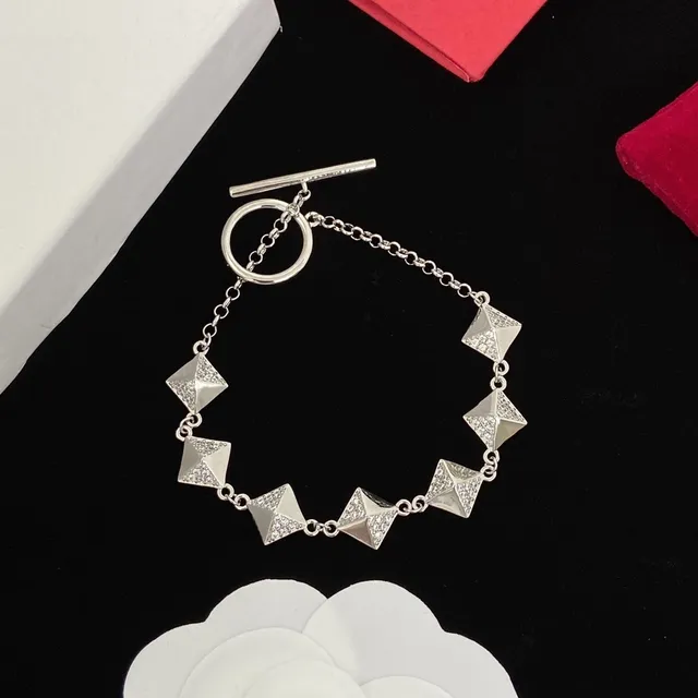 Valentino Rockstud Pyramid Stud Pavé Crystal Toggle Bracelet 6