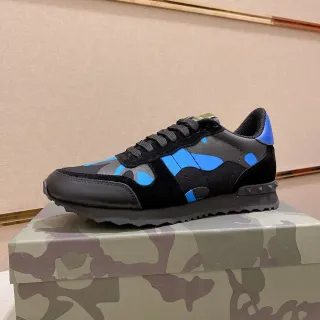 Valentino Rockstud Runner Camouflage Black Blue Lifestyle Sneakers