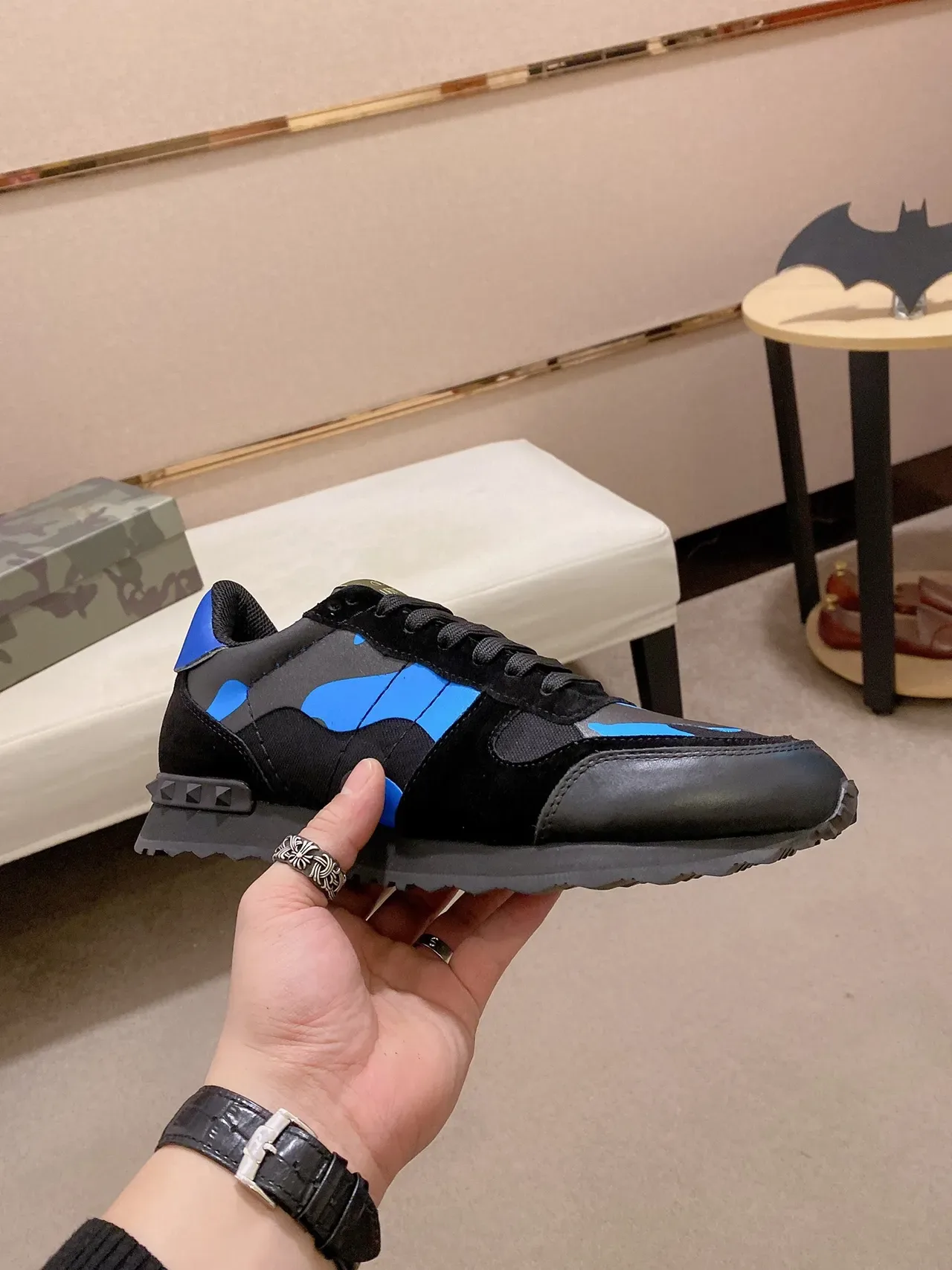 Sneakers lifestyle Valentino Rockstud Runner Camouflage Noir Bleu 4