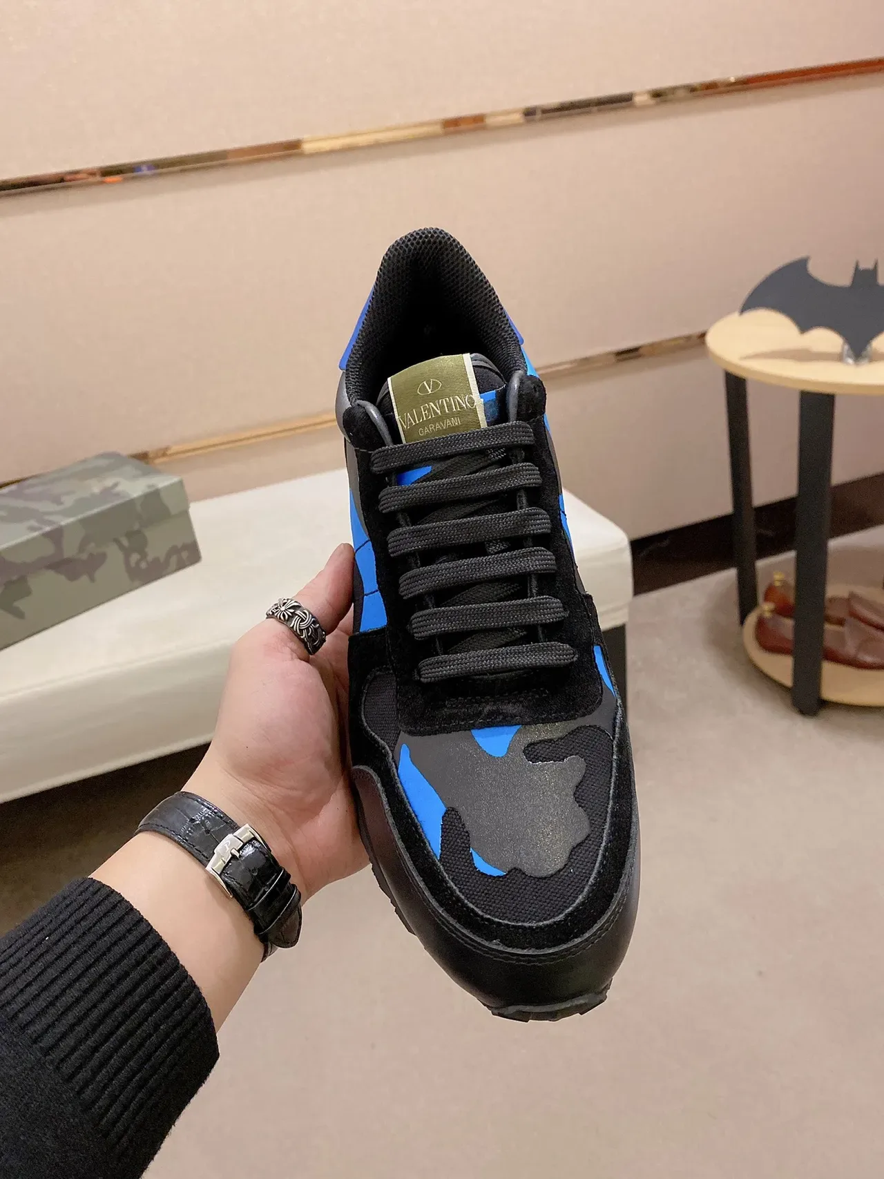 Sneakers lifestyle Valentino Rockstud Runner Camouflage Noir Bleu 5