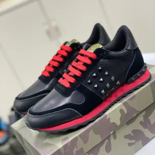 Valentino Rockstud Studded Black and Red Lifestyle Sneakers