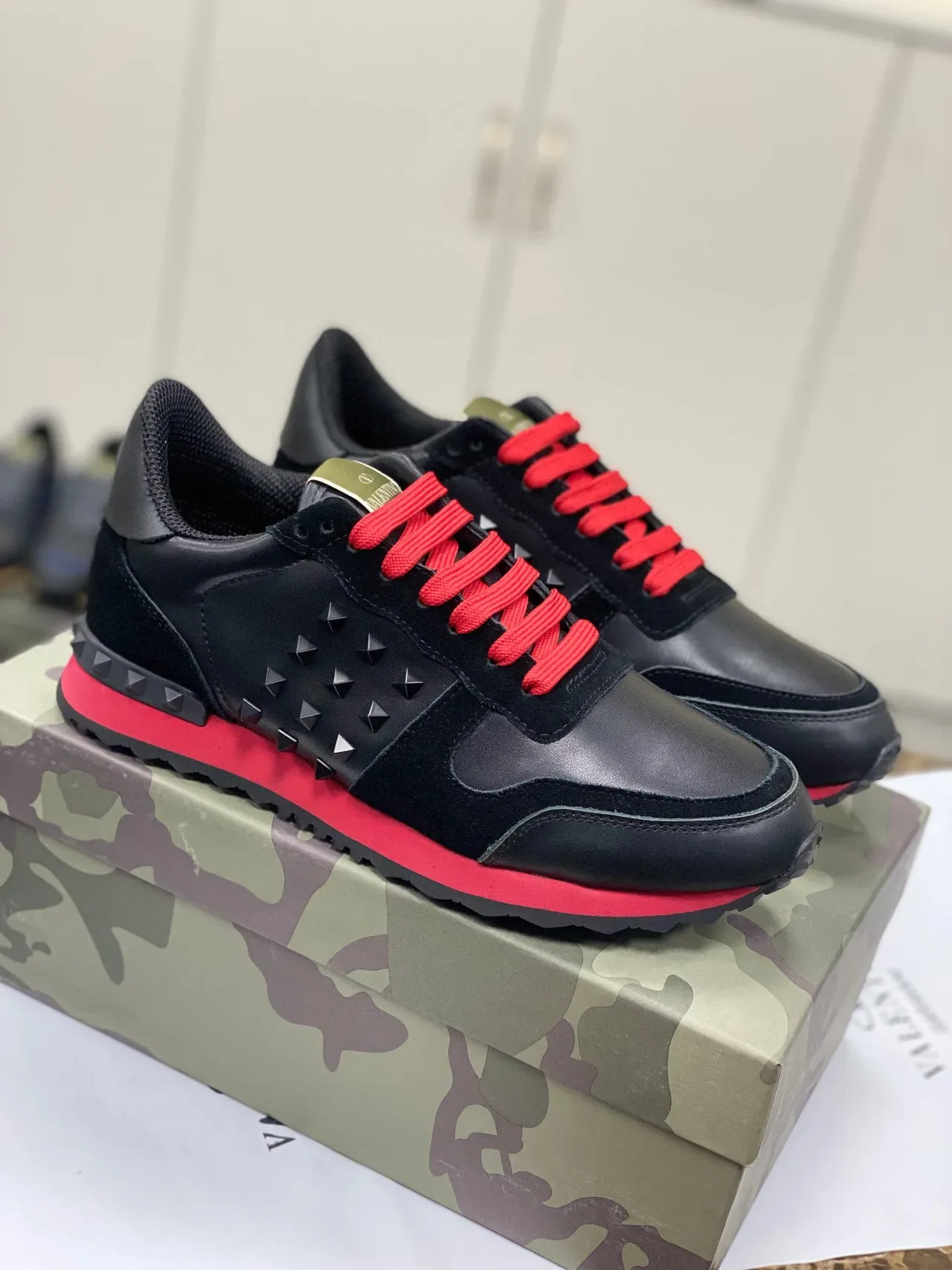 Valentino Rockstud Studded Black and Red Lifestyle Sneakers 6