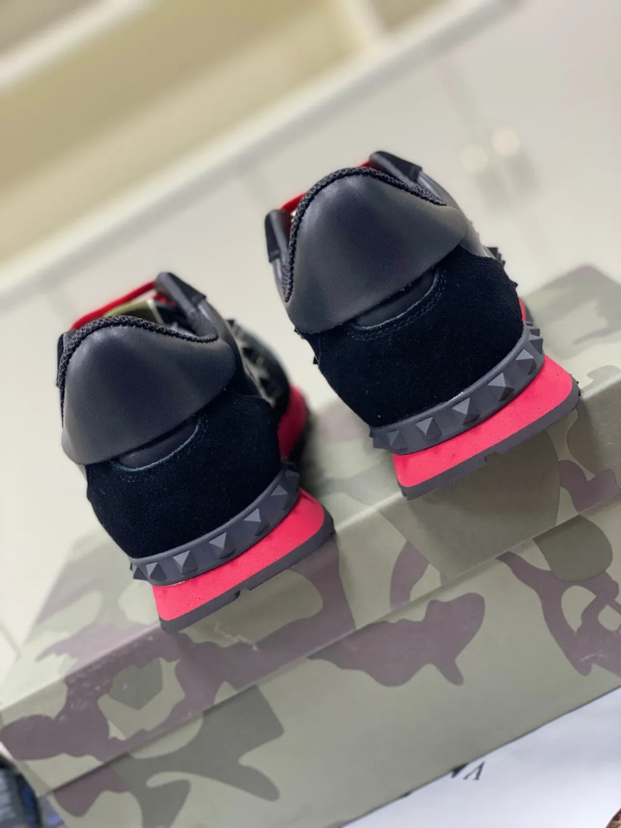Valentino Rockstud Studded Black and Red Lifestyle Sneakers 8