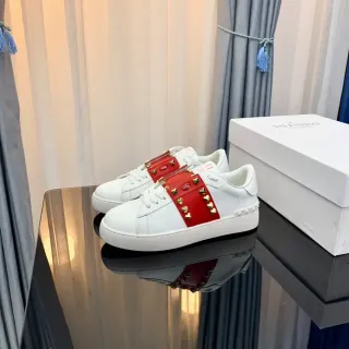 Valentino Rockstud Studded Red Strap White Lifestyle Sneakers