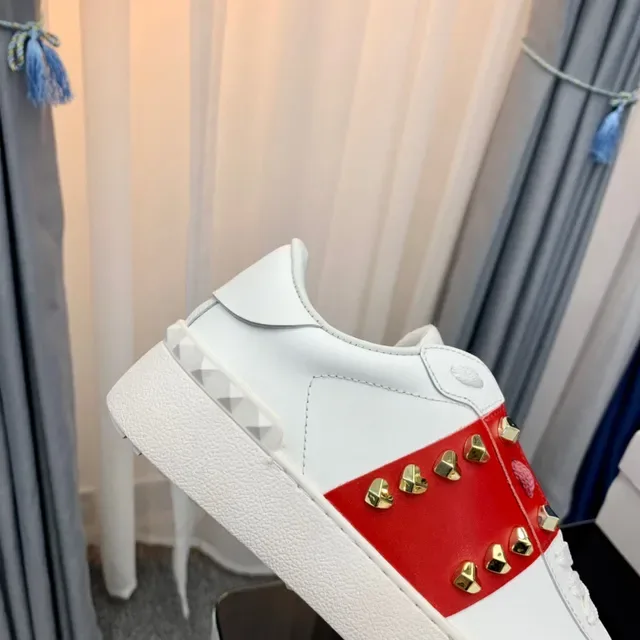 Valentino Rockstud Studded Red Strap White Lifestyle Sneakers 4