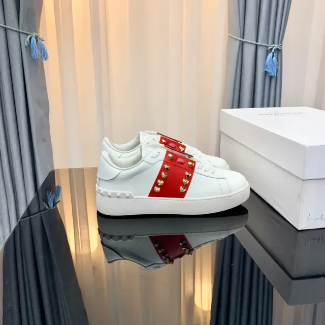 Valentino Rockstud Studded Red Strap White Lifestyle Sneakers 6